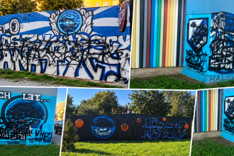 Zamalowane graffiti związane z Notecią Inowrocław w kilku miejscach miasta